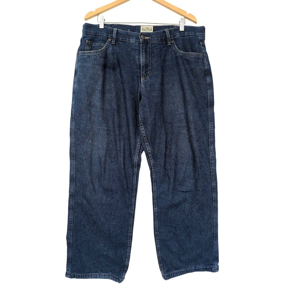 Red Head Jeans Mens 38x30 Blue Flannel Lined Denim‎ Outdoor Chore Ranch Farm